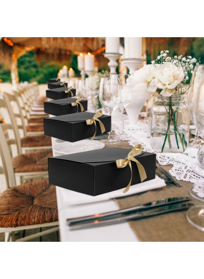 ohmoon Pack of 10 Gift Boxes, Large Kraft Gift Boxes with Bow Ribbon, 27 x20x8cm, Rectangle Gift Boxes for Gifts, Ramadan,Eid,Birthday, Wedding (Black）) - Image 5